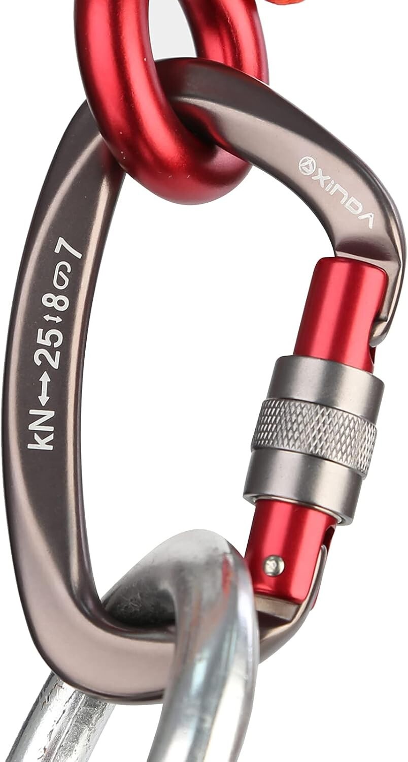 Durable 5-Pack Locking Carabiners - Safety Clips for Climbing & Hammocking