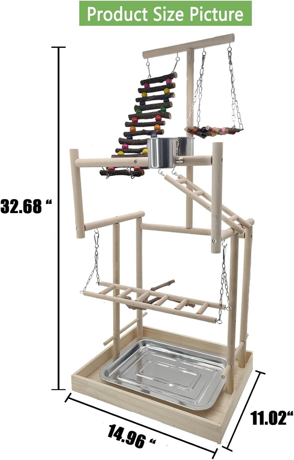 4-Layer Wooden Bird Playground Gym for Parrots - Natural Habitat Playstand