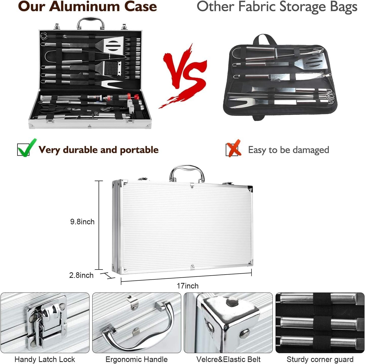 Deluxe 34-Piece Outdoor Grill Tool Set with Aluminum Case - Ideal for Gifting