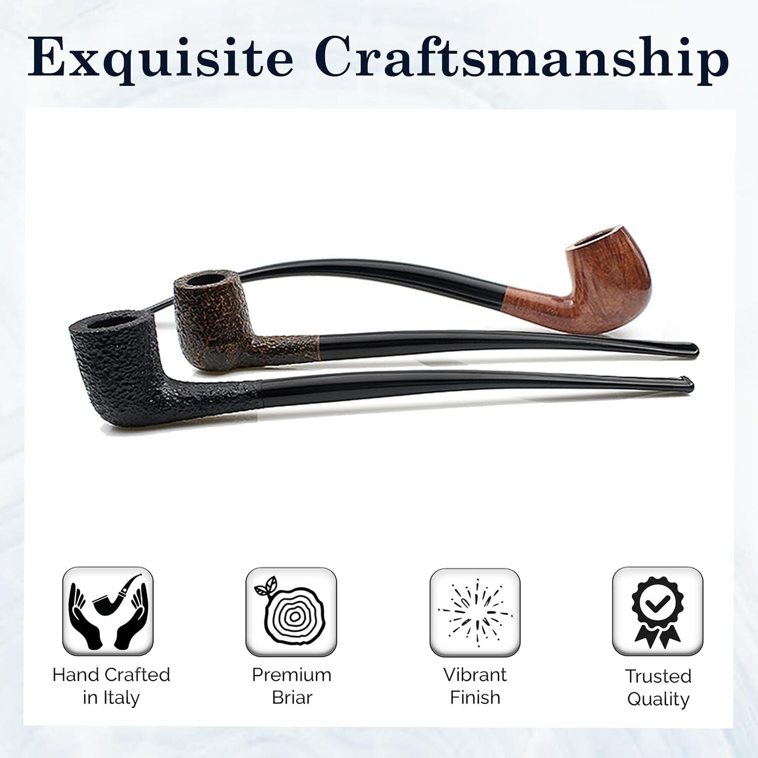 Elegant Bent Billiard Pipe - Handmade Italian Craft with Extra Length and Style