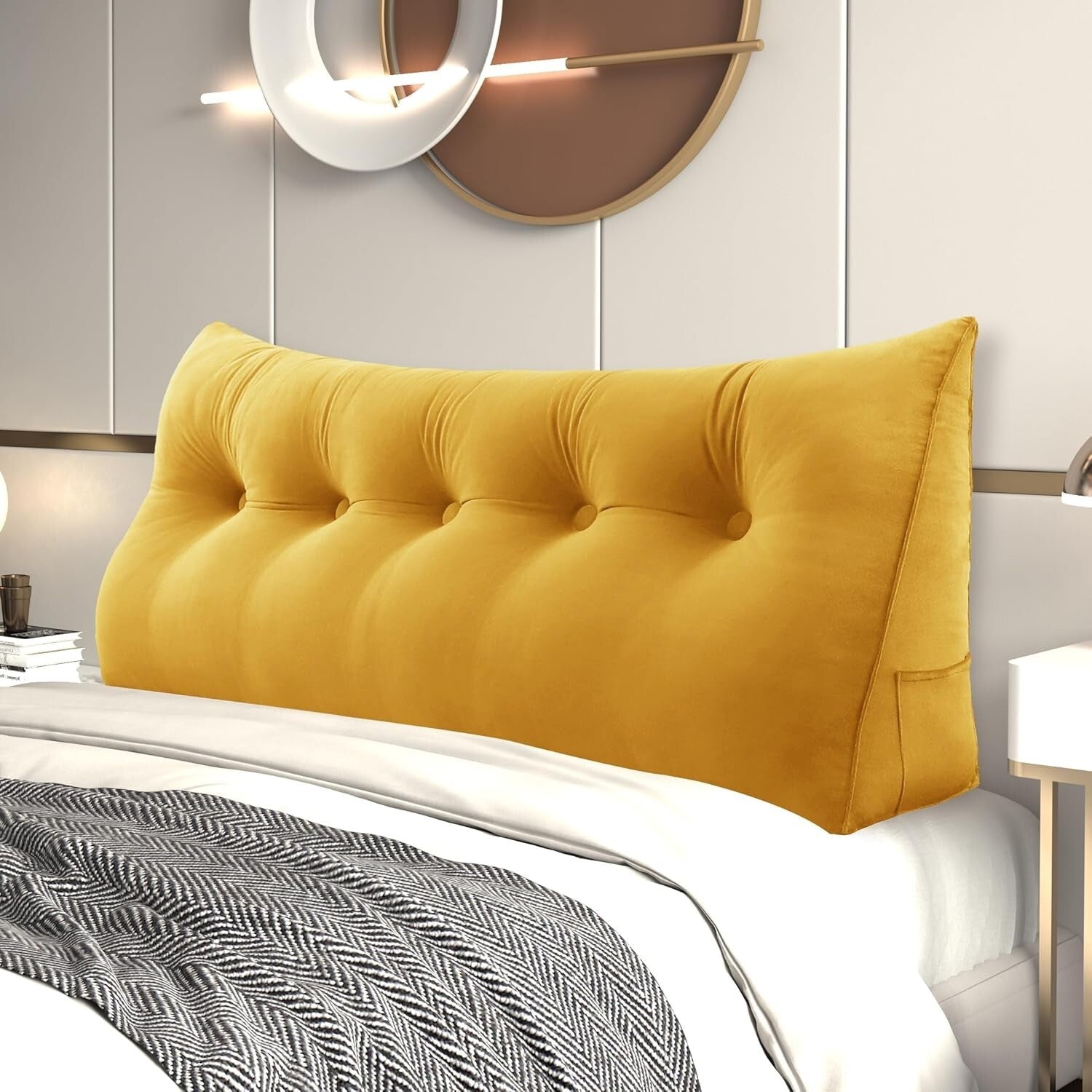 Luxurious Velvet Headboard Wedge Pillow - Ergonomic Triangular Backrest Support