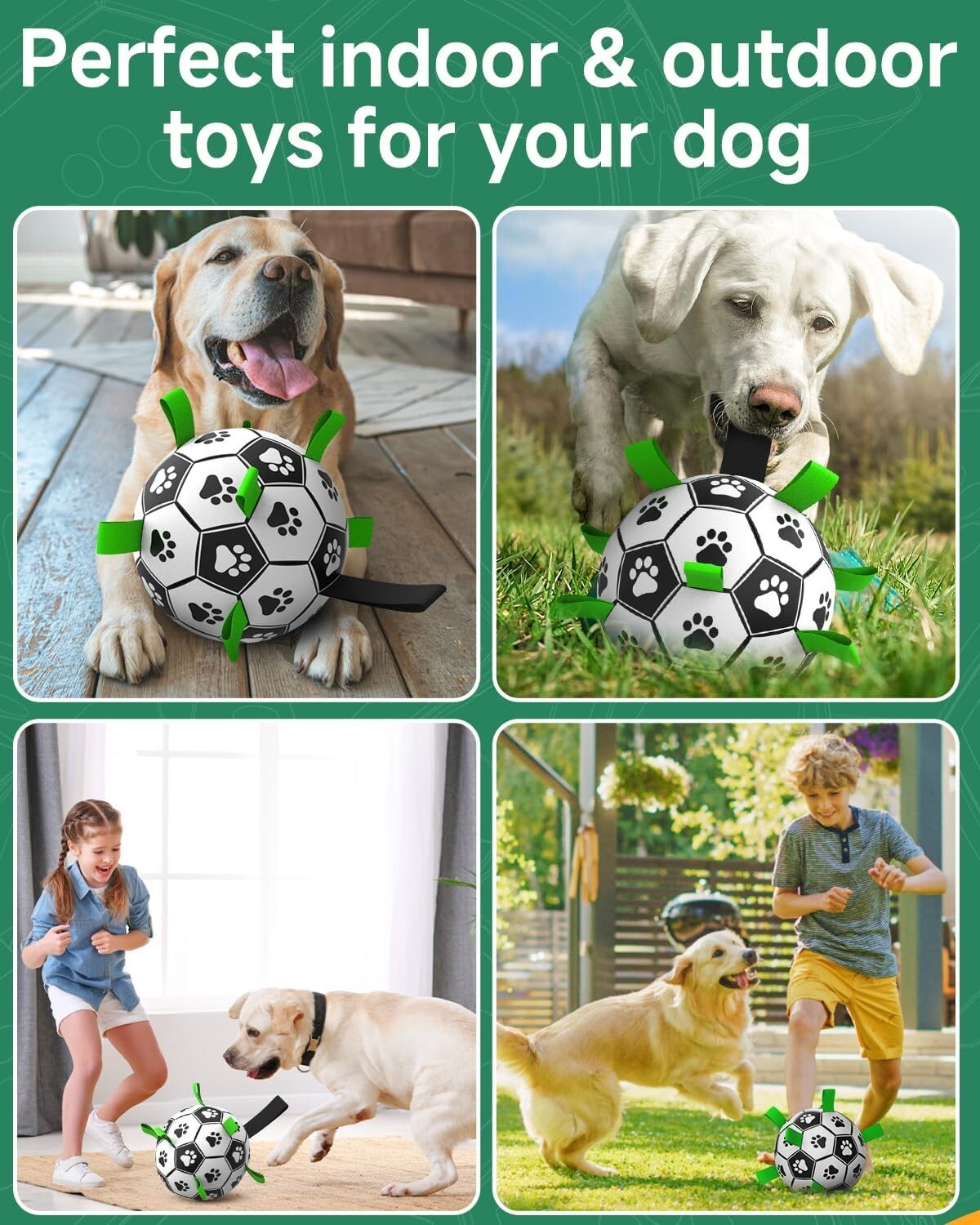 Giant Dog Soccer Ball with Nylon Straps - 10 Inch, Perfect for Active Breeds