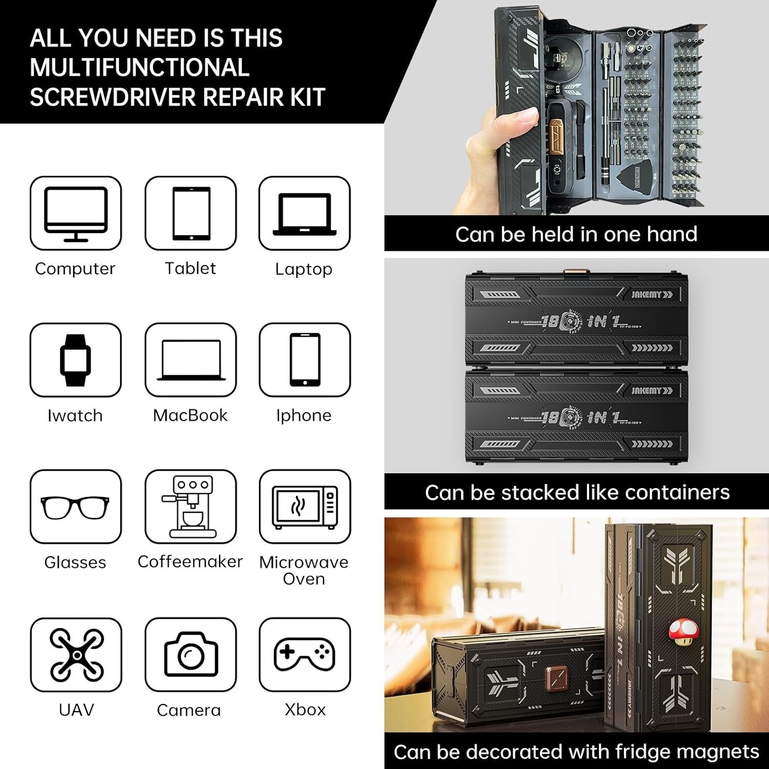Versatile Magnetic Precision Screwdriver Kit for Laptops, Gaming Consoles & More