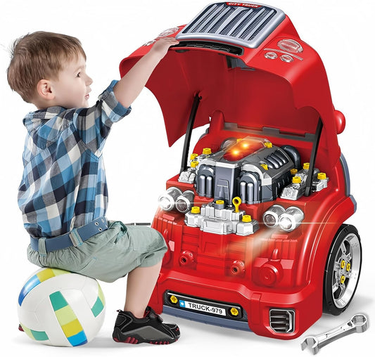 Interactive Red Truck Engine Toy with Lights & Sounds - Educational Fun for Kids