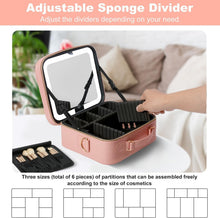 Load image into Gallery viewer, Elegant Travel Makeup Case with LED Mirror, 10X Magnifier &amp; 8 Premium Brushes