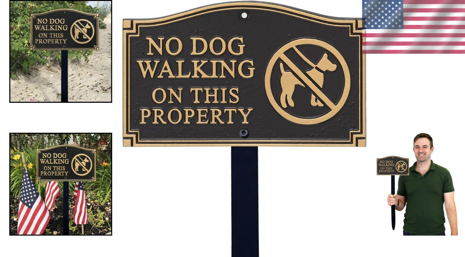 Elegant No Dog Walking on This Property Sign - 5.75x9.5" Rectangular Design