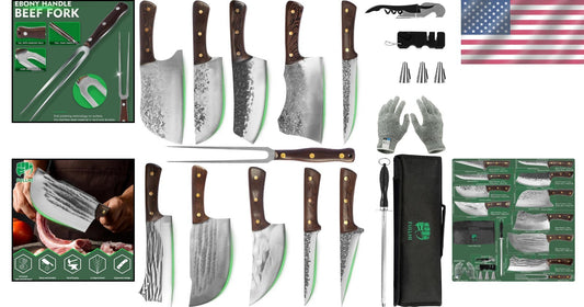 Ultimate 17-Piece Butcher Knife Set - Carbon Steel & Essential Tools Included
