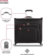 Load image into Gallery viewer, Multi-Functional 24" Black Garment Bag with Spinner Wheels and Storage Pockets