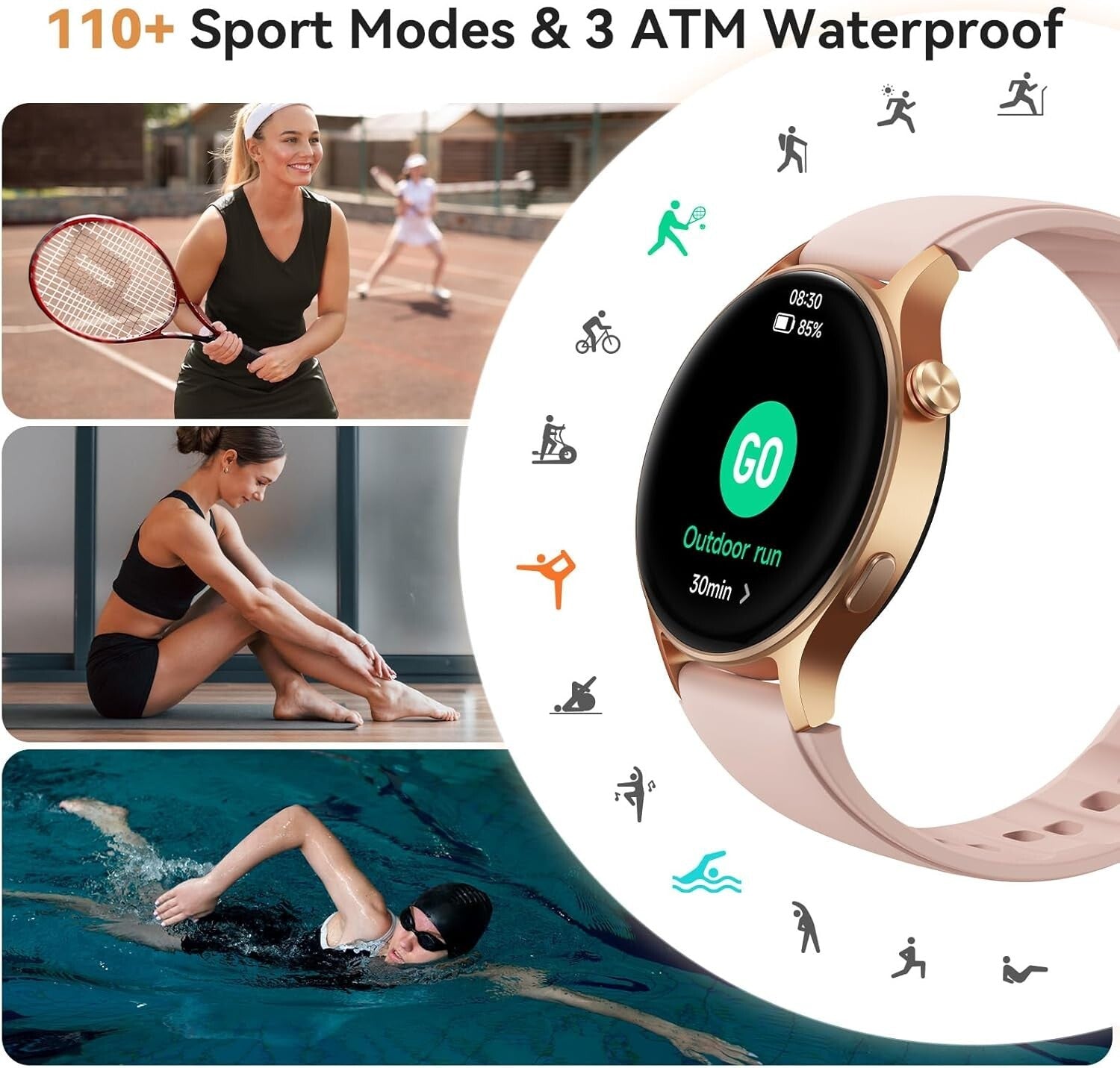 Women’s Smart Fitness Watch - AI Voice Control, Sleep Monitor & Custom Dials