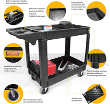 Load image into Gallery viewer, Heavy-Duty 500-lb Utility Service Cart - Two Trays &amp; Swivel Wheels, 30"x17"