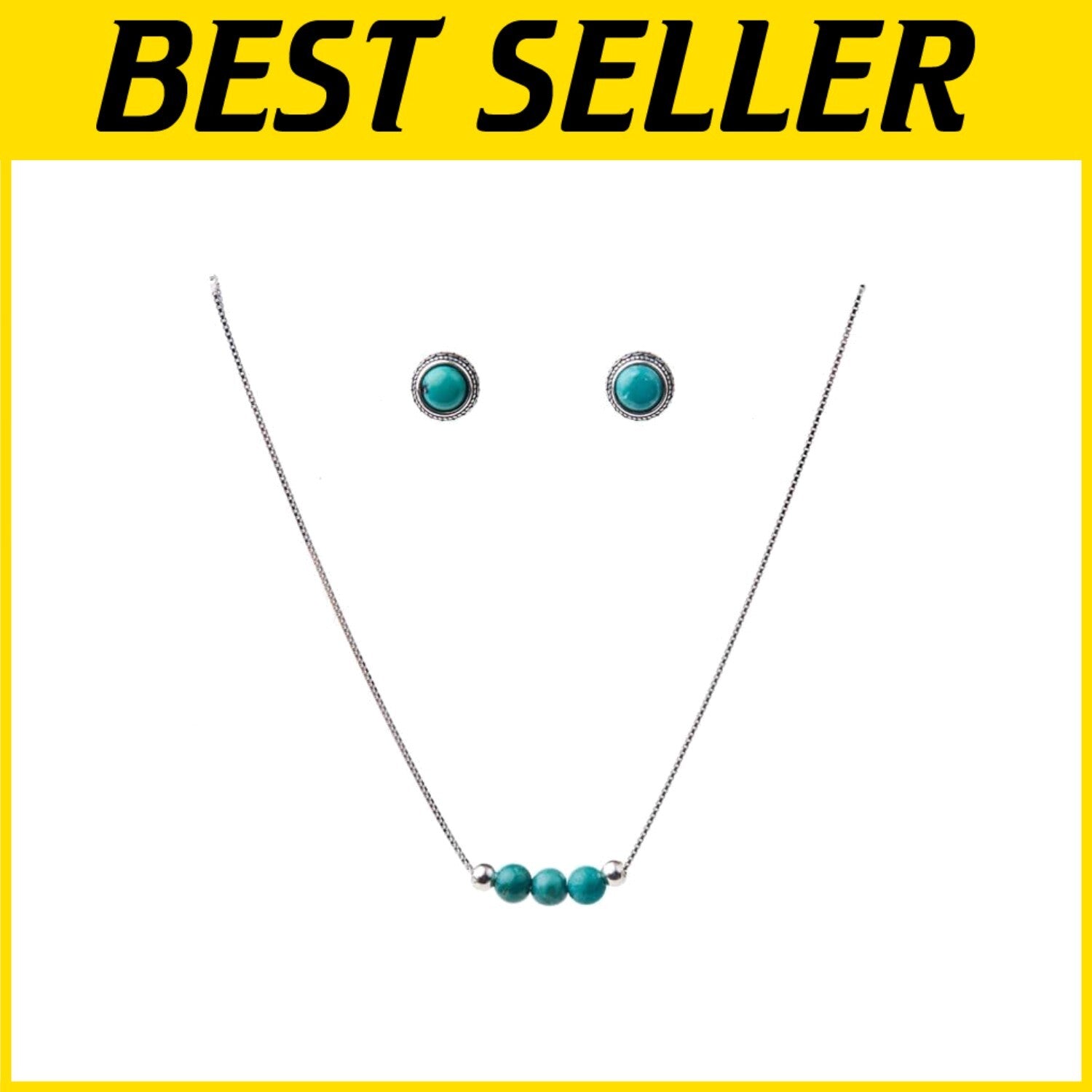 Elegant Turquoise Crystal Jewelry Set | Handmade 925 Silver Necklace & Earrings