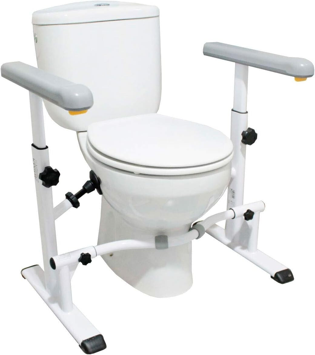 Curved Design Toilet Safety Rails with Adjustable Armrests for Maximum Comfort