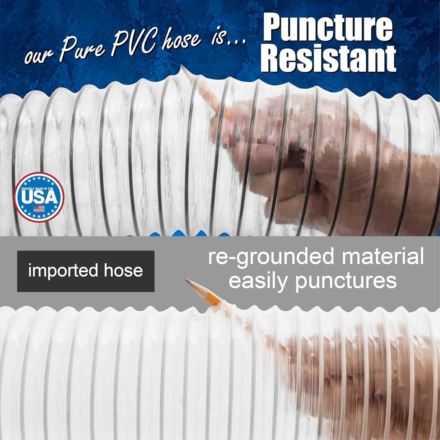 Flexible 10-ft Heavy-Duty PVC Hose for Efficient Dust Collection - 6" Diameter