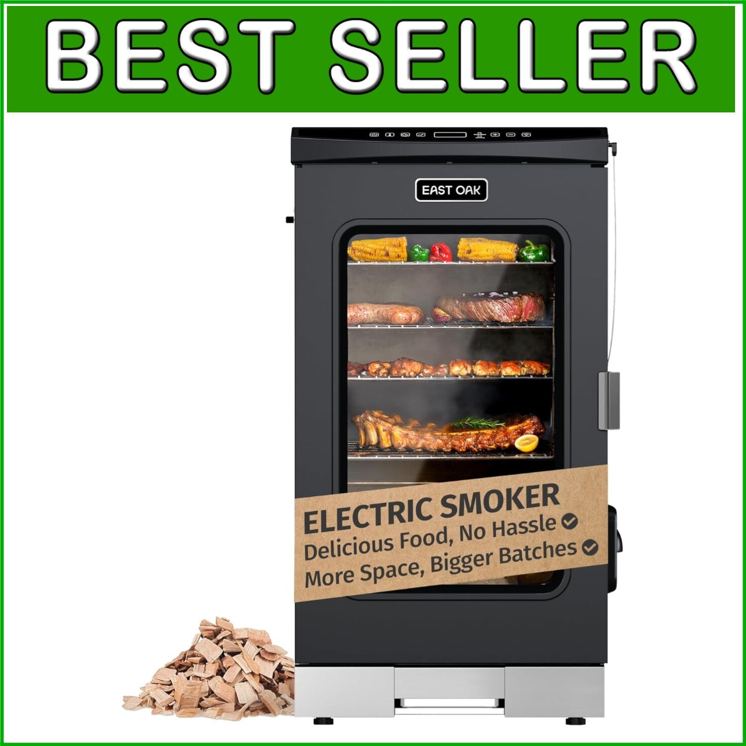Elegant 30-Inch Electric Smoker with Glass Door & Meat Thermometer - BBQ Delight