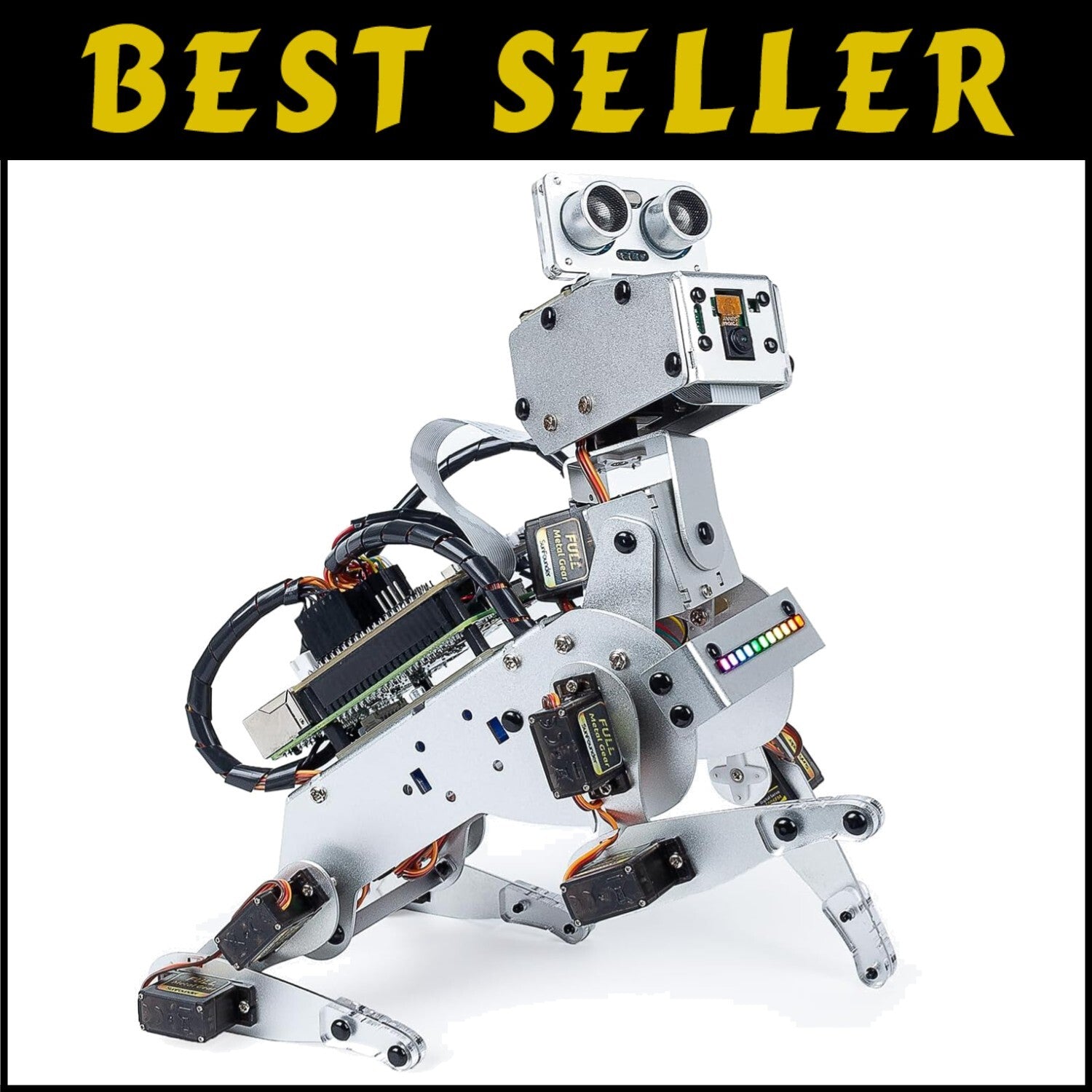 Raspberry Pi AI Robot Dog Kit - 12 Servos, App Control, and Video Recognition