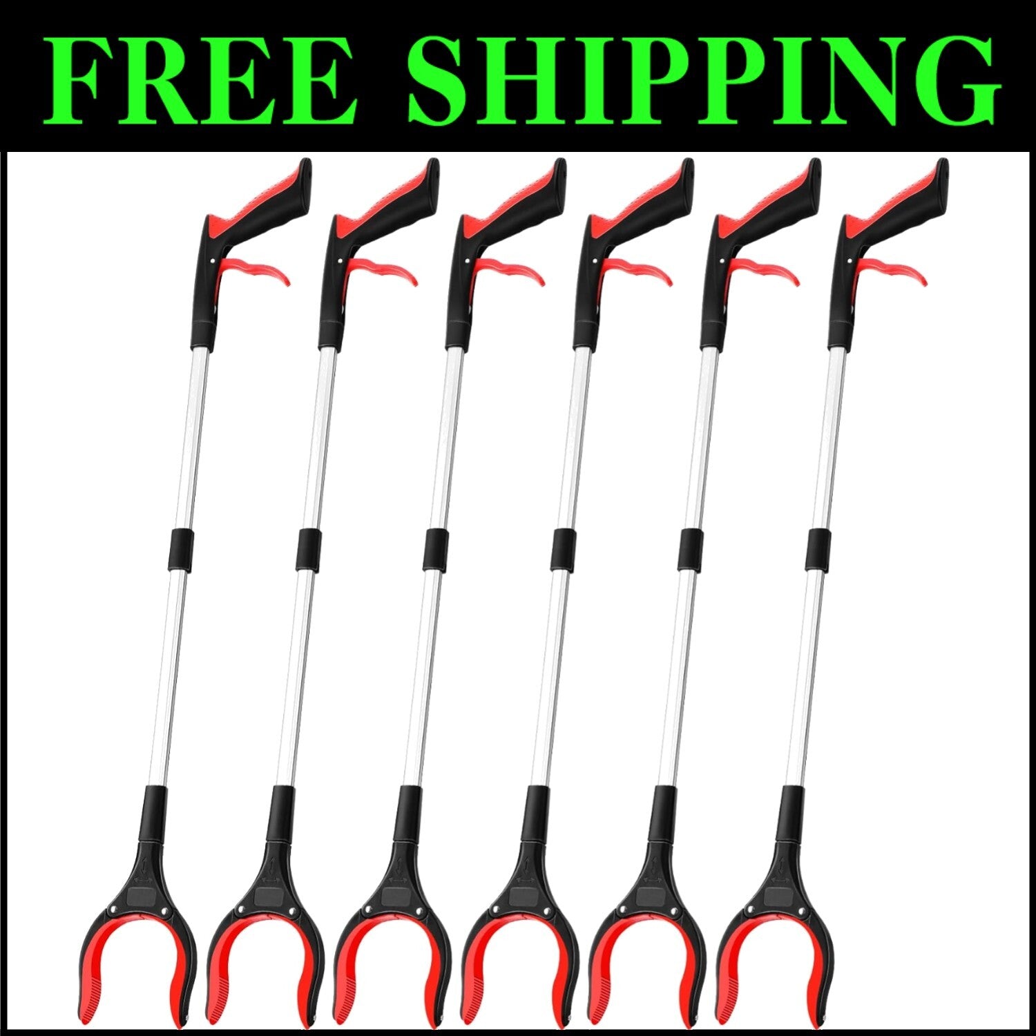Elderly Mobility Aids - 6 Pack 32 Inch Grabber Reachers with Non-Slip Grip