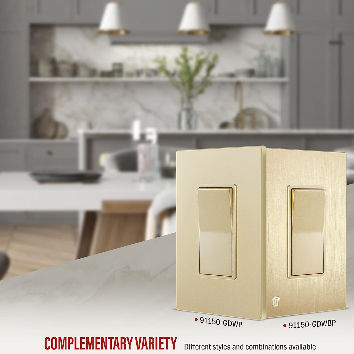 Versatile Gold Decorator Light Switch 15A 10 Pack - Ideal for Home & Commercial