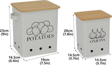 Load image into Gallery viewer, Stylish Metal Vegetable Storage Tins Set for Potatoes &amp; Garlic - Rustic Charm