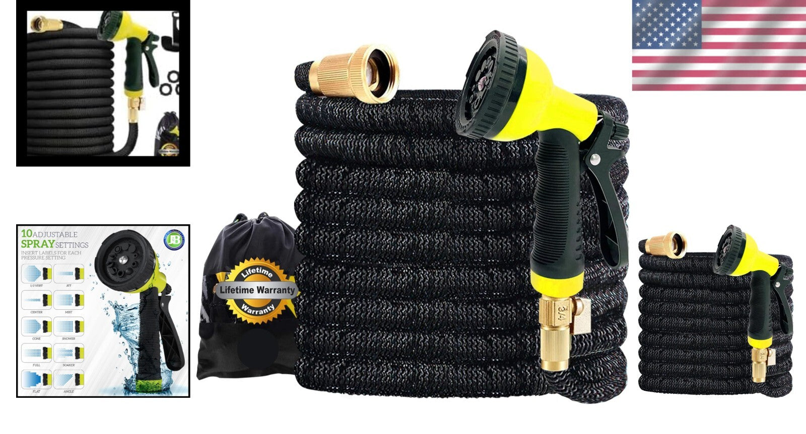Durable 150ft Expandable Hose with 10 Adjustable Spray Patterns & Storage Bag