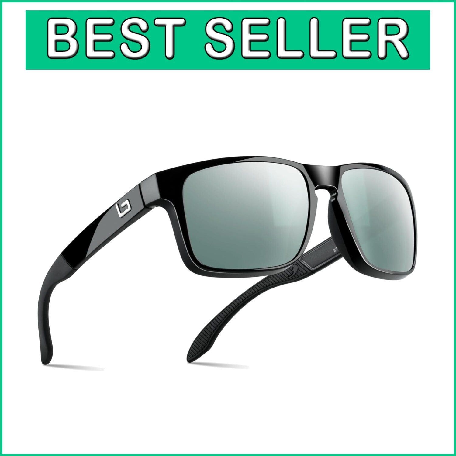 BNUS Italian Polarized Sunglasses with Corning Glass Lenses - B7066 Black/Silver