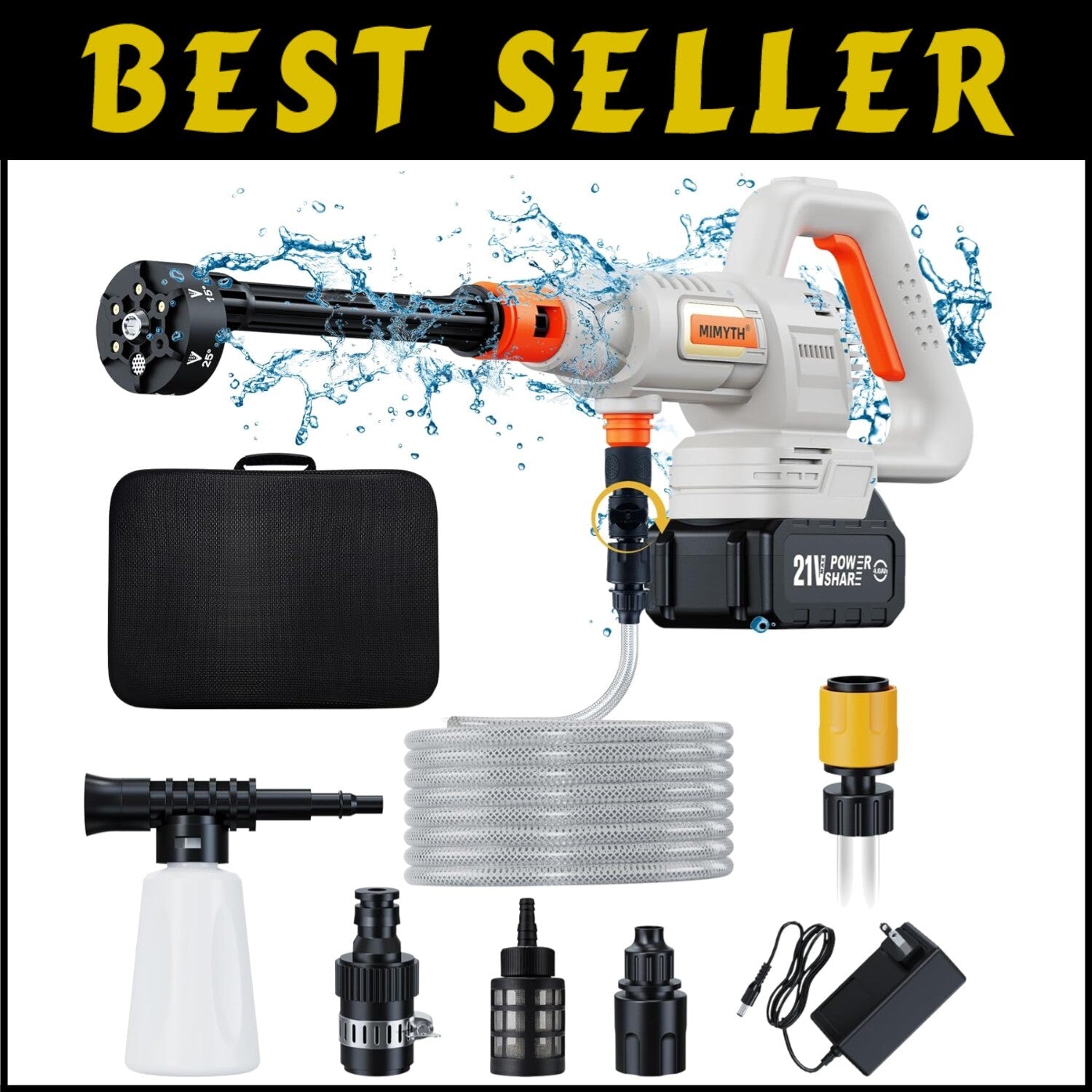 Efficient 1200 PSI Cordless Pressure Washer with Adjustable Nozzle & Battery