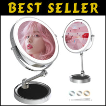 Load image into Gallery viewer, Portable Height Adjustable LED Makeup Mirror - Perfect for Travel &amp; Home Use