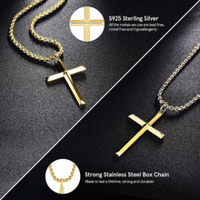 Load image into Gallery viewer, Stylish Sterling Silver Cross Necklace - Perfect Gift for Men, 24 Inch Chain