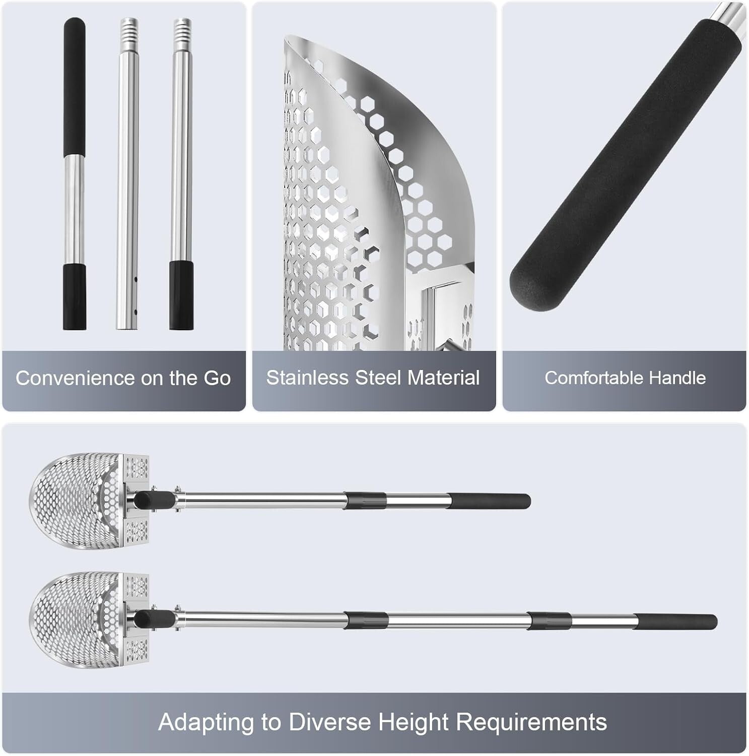 Durable Metal Detector Sand Sifter with Detachable Long Handle for Efficient Use