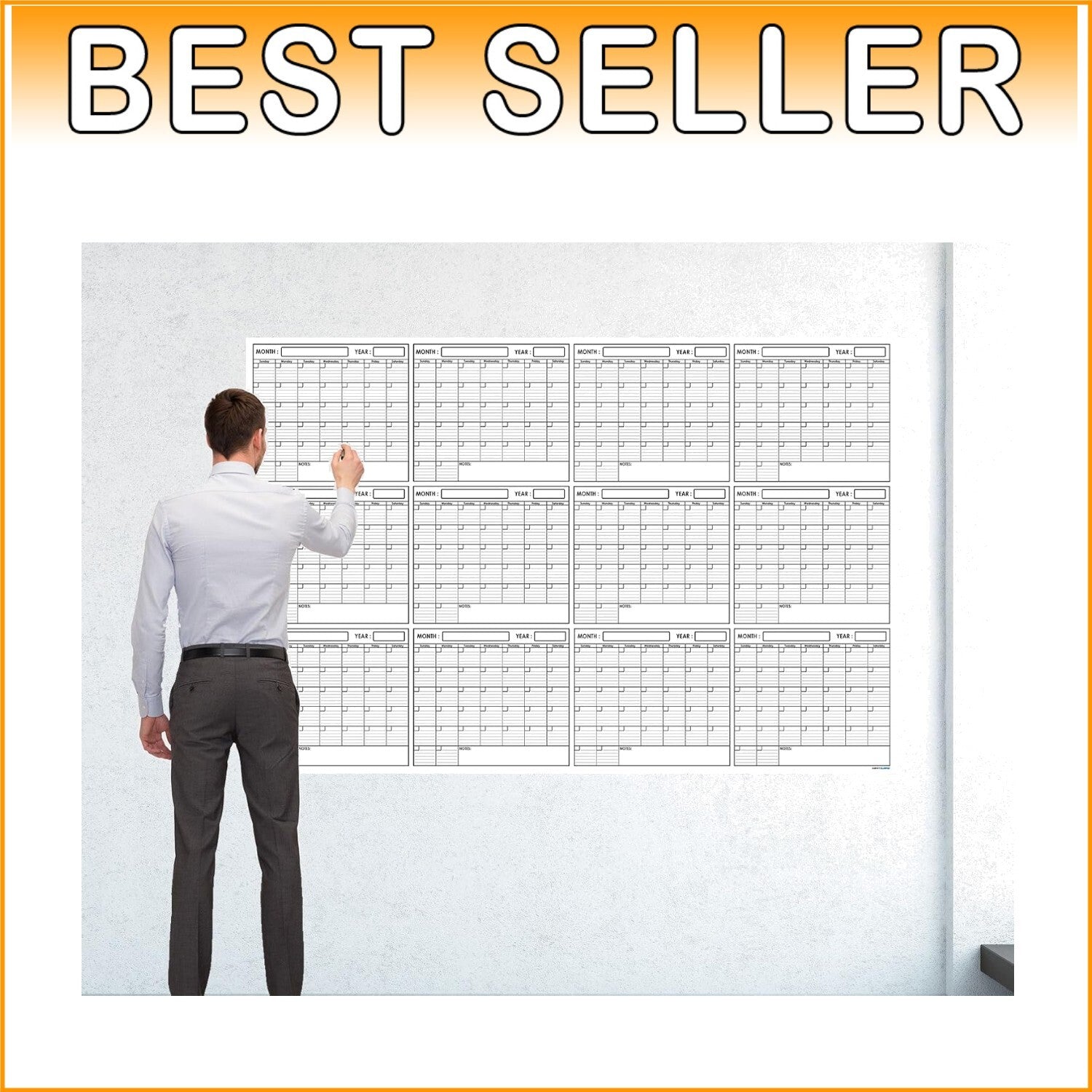 Massive 48in x 72in Dry Erase Calendar - Ideal for Academic and Office Use
