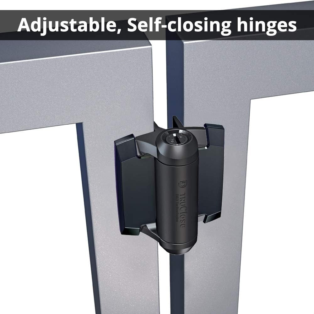 Durable Self-Closing Gate Hinges with Tension Adjustment - Pool Safety Black