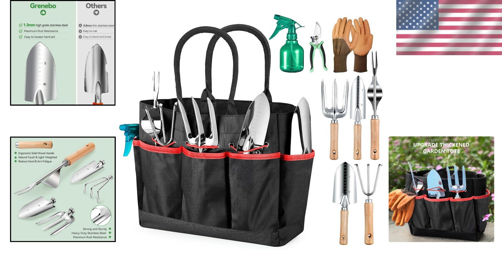 Fashionable 9-Piece Gardening Tools with Durable Tote Bag - Ideal Gift for Women