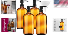 Load image into Gallery viewer, Versatile 32oz Amber Glass Shampoo and Soap Dispenser with Stainless Steel Pumps