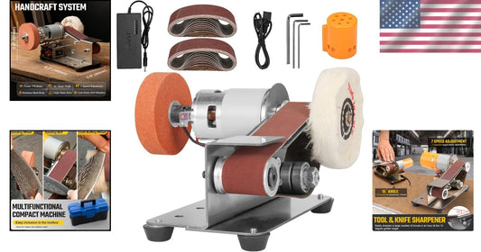3-in-1 Mini Belt Sander & Knife Sharpener with 7 Speed Settings for Crafting