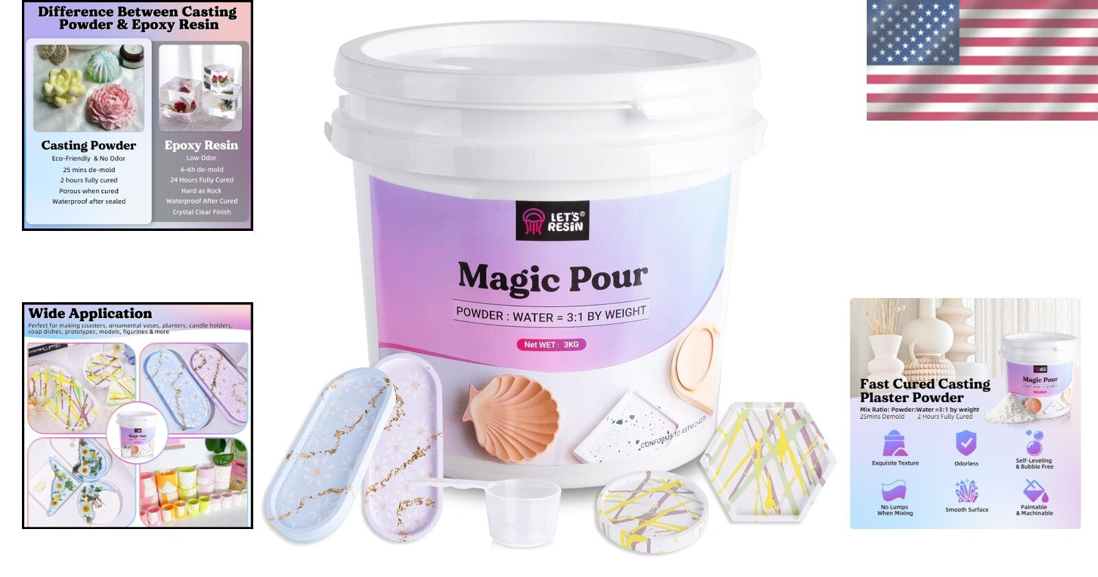 Fast-Curing 3000g Casting Resin Kit for Beginners, Easy Mixing & Demolding