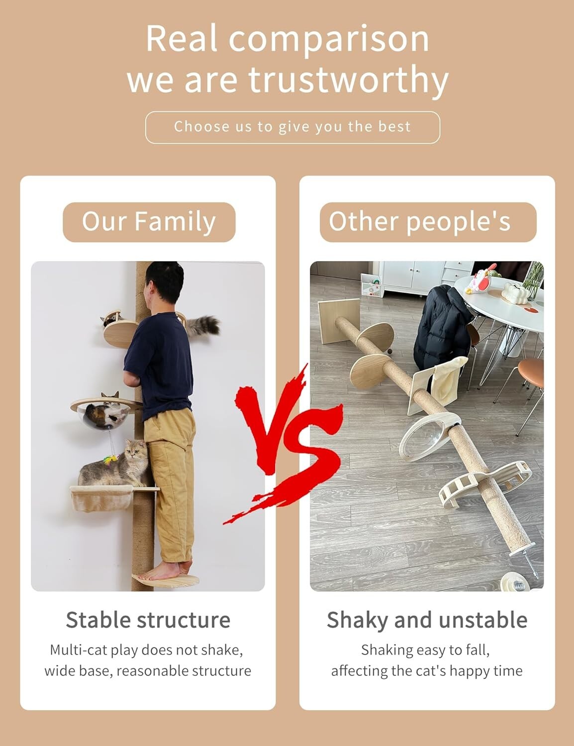 Indoor Cat Scratching Post and Activity Tree - Adjustable Height & Modern Design