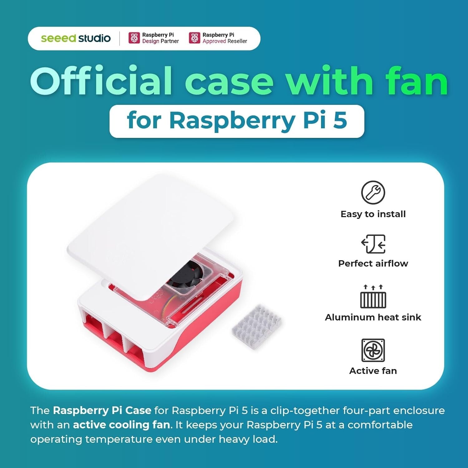 4GB Raspberry Pi 5 Starter Kit with Active Cooling Case & Tech Support Included