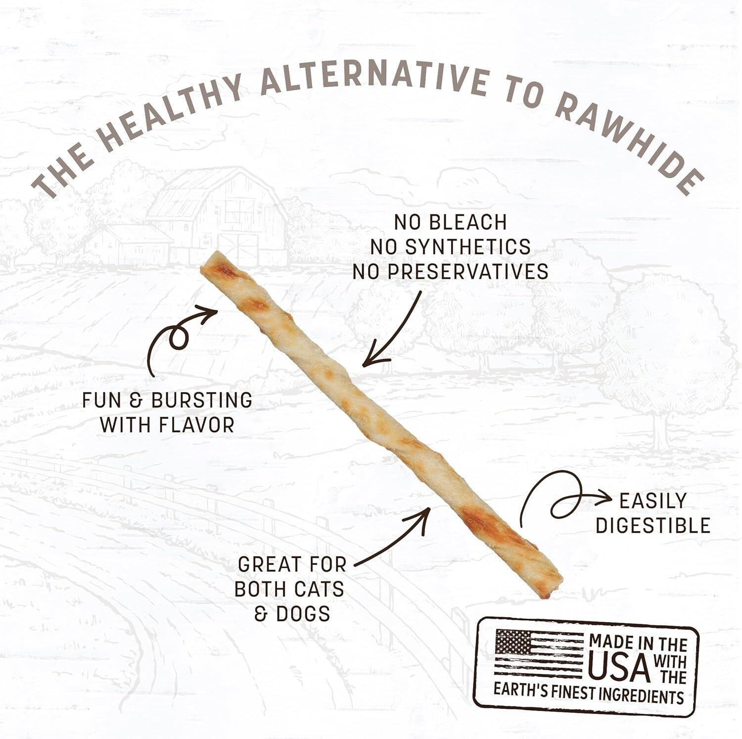 90 Natural Chew Sticks for Small Pets - Peanut Butter Flavor, Gentle on Stomachs