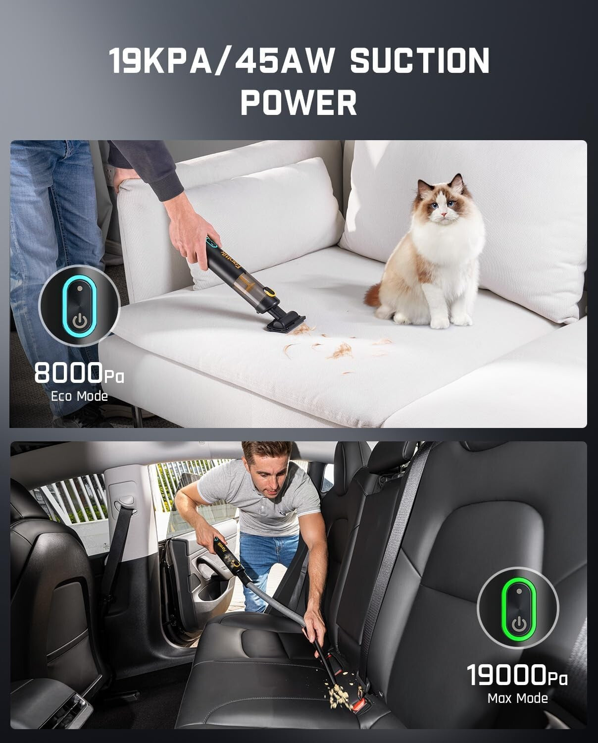High-Power Cordless Vacuum - 19000Pa Suction for Ultimate Cleanliness Anywhere