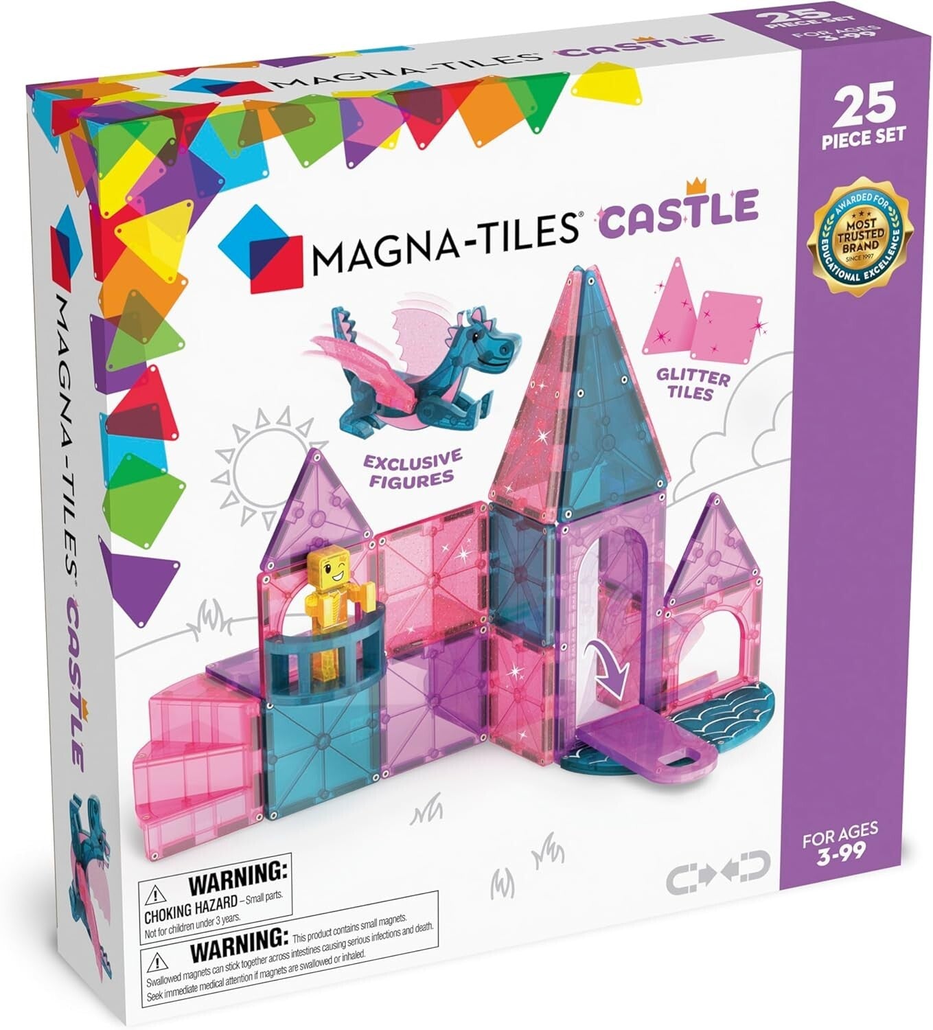 Deluxe Castle Magnetic Construction Set Featuring Spiral Staircase & Drawbridge
