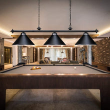 Load image into Gallery viewer, Vintage Black 3-Light Pool Table Light - Modern Industrial Chandelier Elegance
