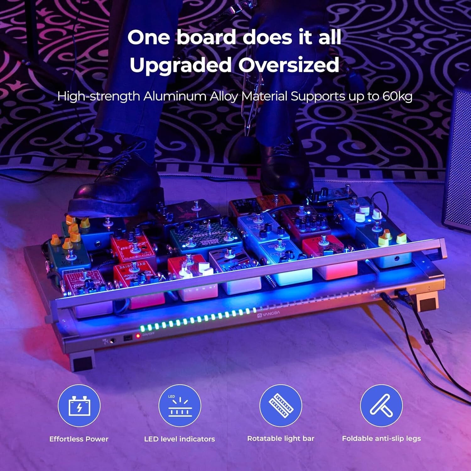 Portable Aluminum Guitar Pedalboard with Wheeled Bag & Isolated Power Supply