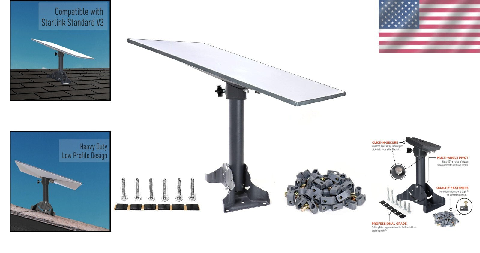Premium Powder Coated Roof Mount for Starlink Gen 3 - Weather Resistant Design