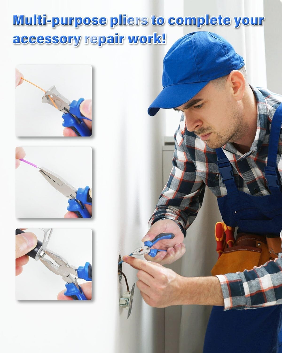 8-Pcs Professional Jewelry Pliers Set with Wood Holder for Crafting Perfection