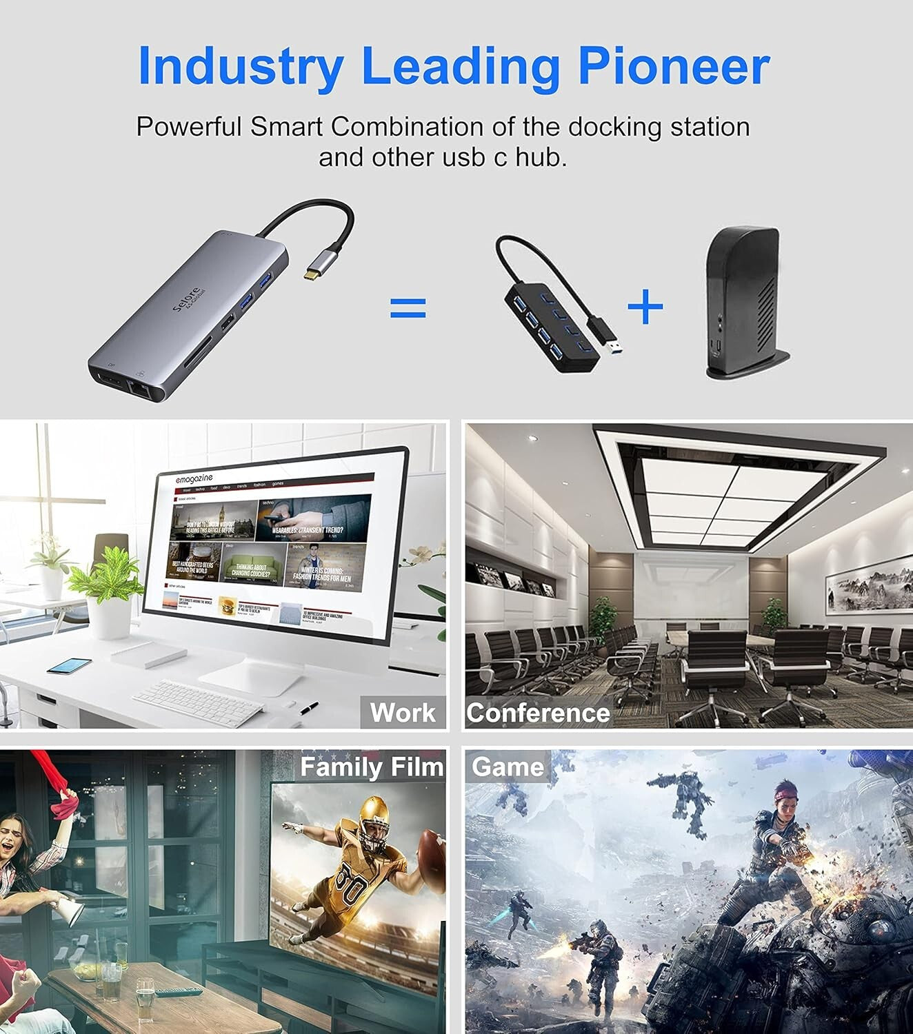 Versatile USB-C Hub with Triple Display & Rapid Charging for Modern Laptops