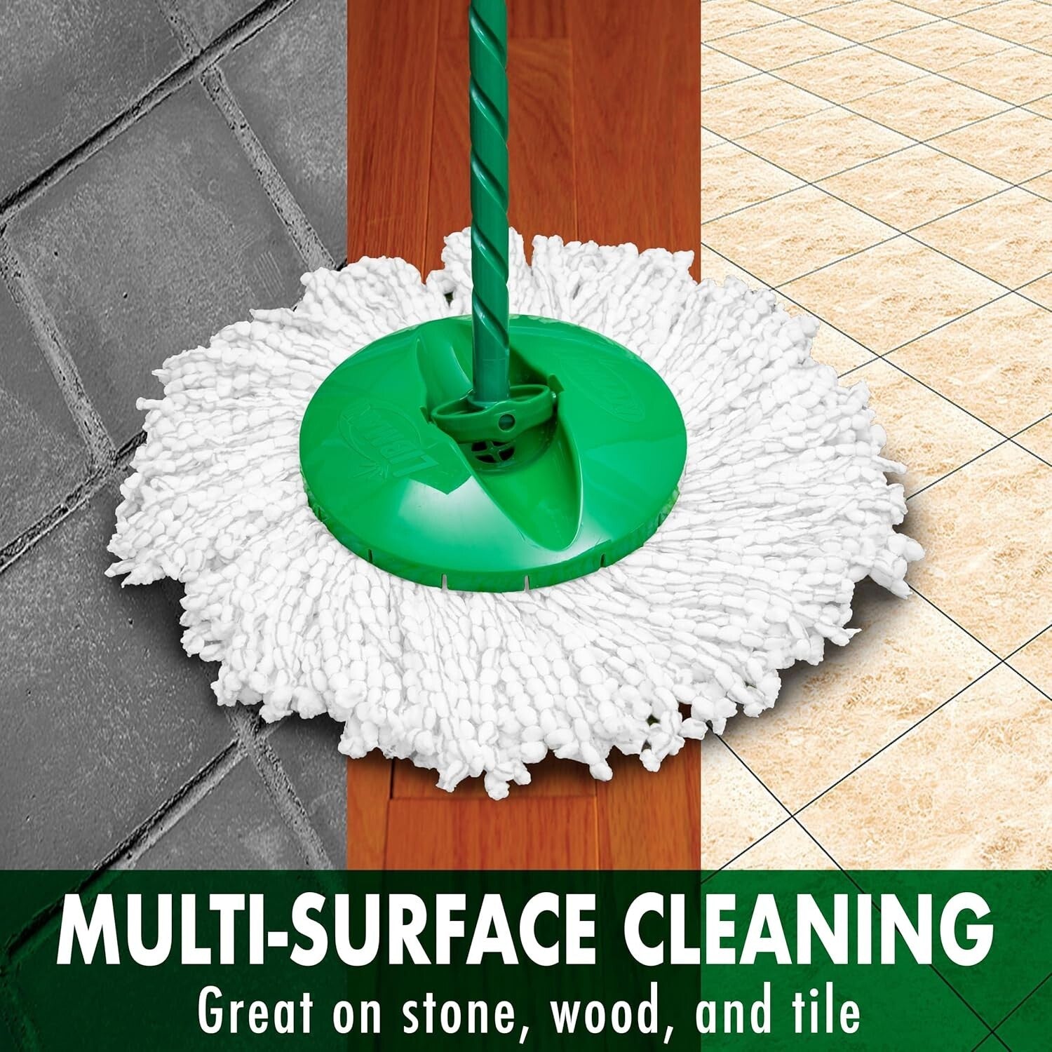Ultimate Tornado Spin Mop with 4 Mop Heads - Compact Cleaning Solution in Green