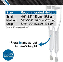 Load image into Gallery viewer, Silver Lightweight Crutches for Adults &amp; Children - Comfort &amp; Stability Included