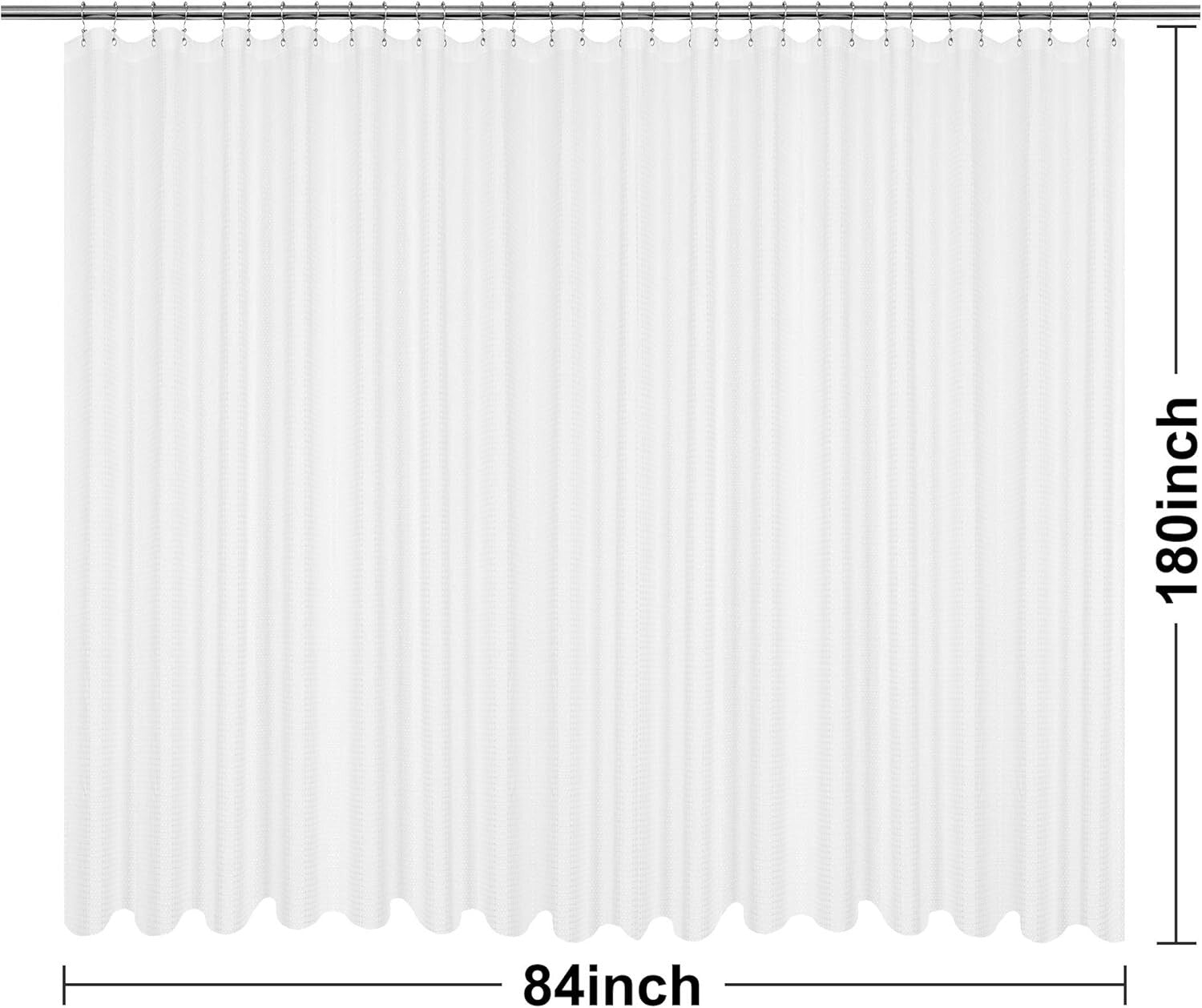 Waffle Weave Clawfoot Tub Shower Curtain 180x84 - Luxury Water Repellent Design