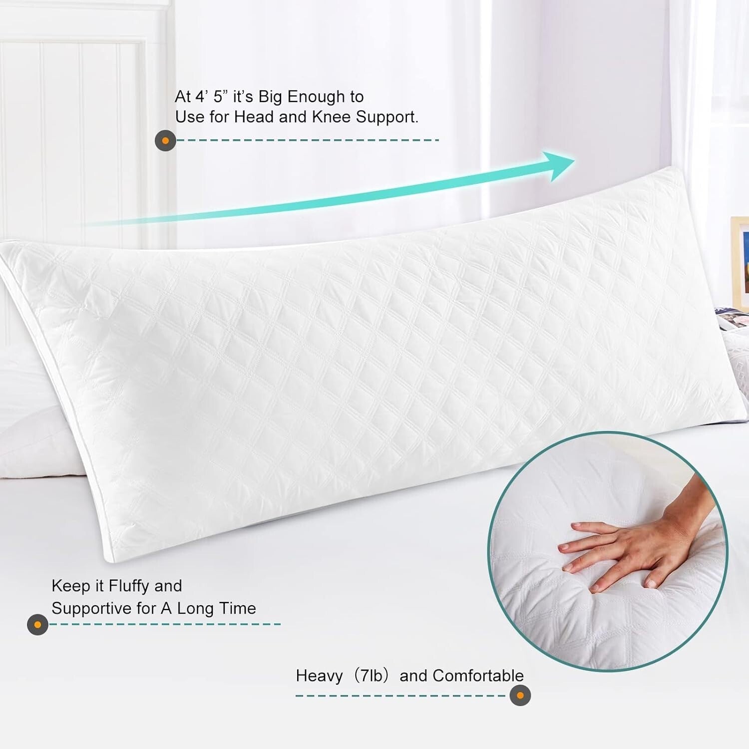 Adjustable Full Body Pillow - Luxurious Softness for a Restful Sleep - 21"x54"