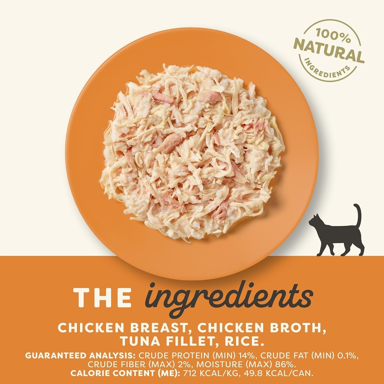 High-Protein Natural Wet Cat Food: Chicken & Tuna Fillet in Broth - 24 x 2.47oz