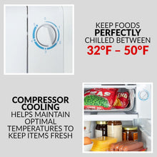 Load image into Gallery viewer, Energy Efficient Black 3.2 Cu. Ft. Fridge with Adjustable Thermostat &amp; Shelves